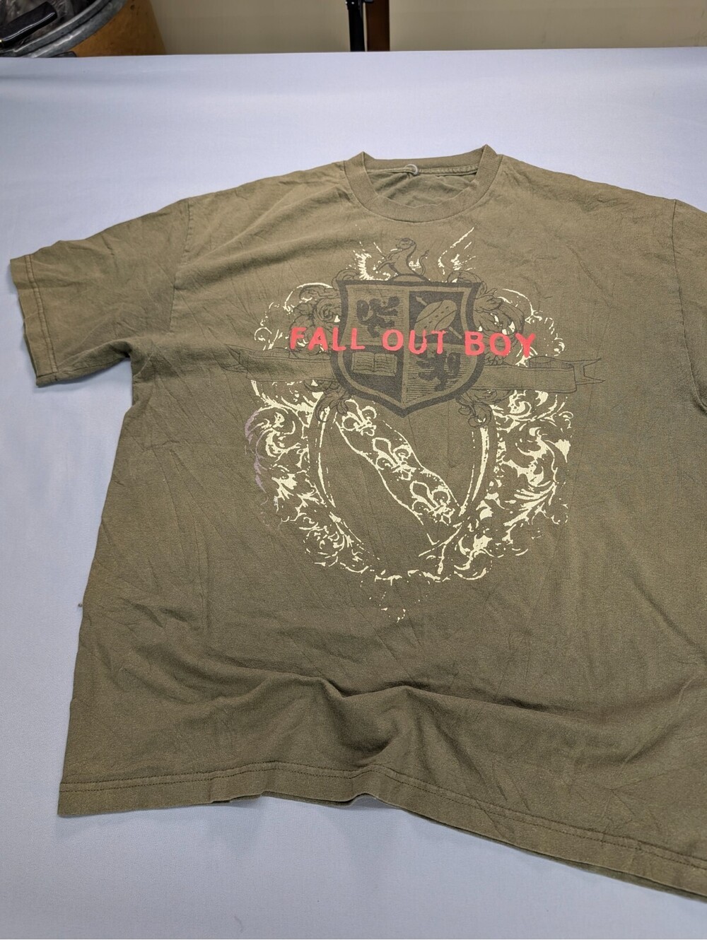Fall Out Boy Saved Latin Vintage 2000s Band T Shirt XL Olive